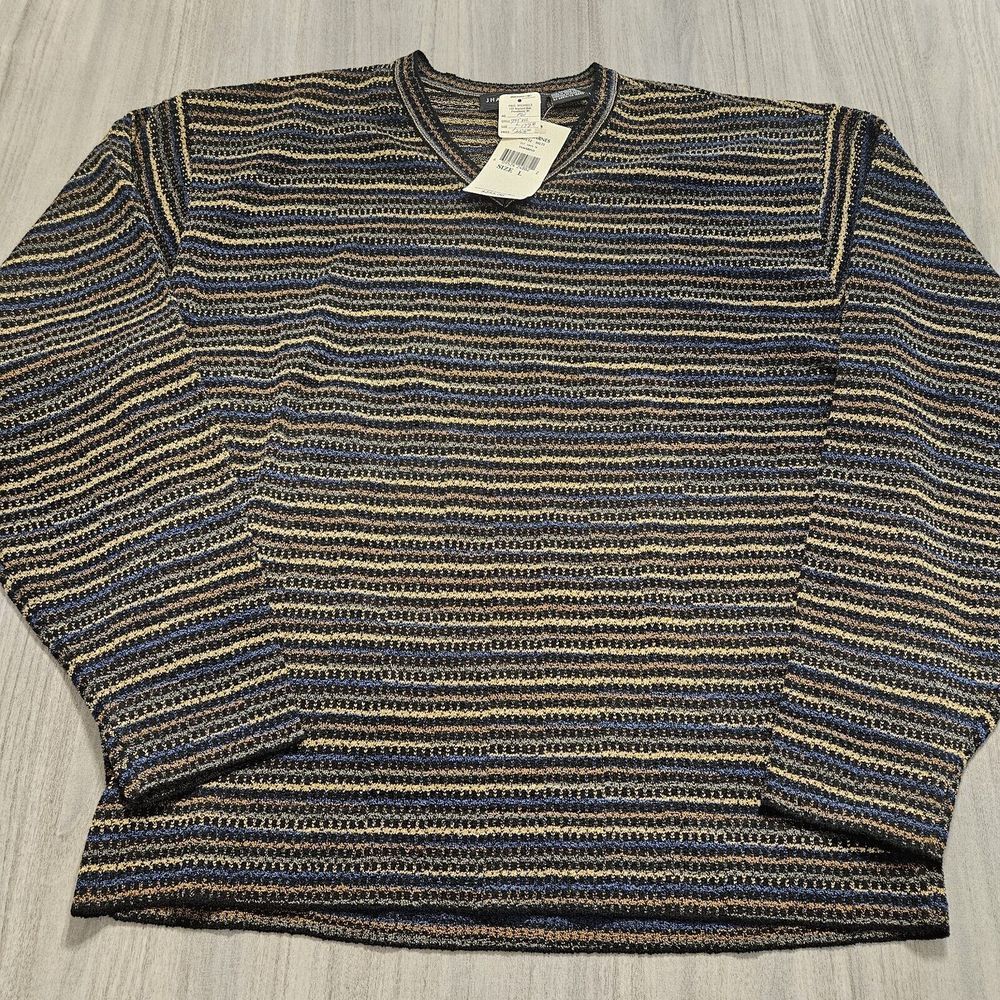 Vintage‎ Jhane Barnes NWT Men's Sweater Colorful L Wool Blend Grandpa Coogi Like
